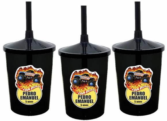 Copo Shake com Canudo Hot Wheels