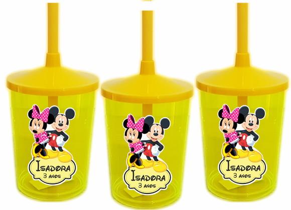 Copo Shake com Canudo Mickey e Minnie