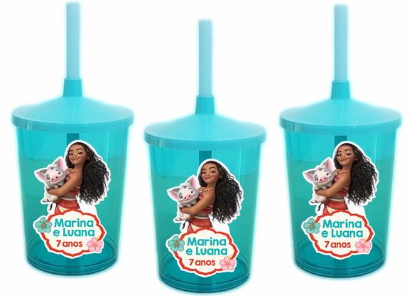 Copo Shake com Canudo Moana