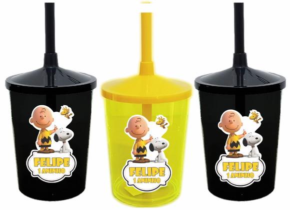 Copo Shake com Canudo Snoopy