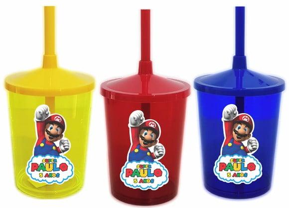 Copo Shake com Canudo Super Mario