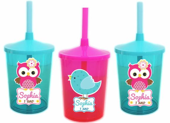 Copo Shake Twister Corujinha e Passarinho