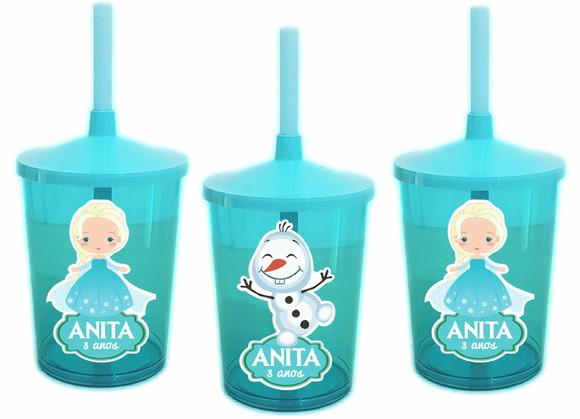 Copo Twister Shake Com Canudo Frozen Cute