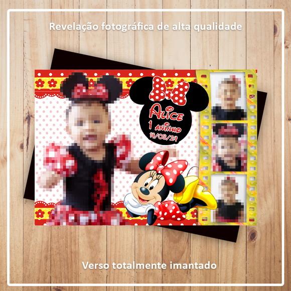 Imã de Geladeira 9x6cm Minnie Vermelha com Fotos