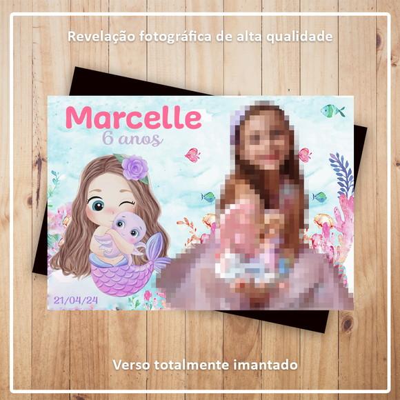 Imã de Geladeira Sereia Cute Aquarela