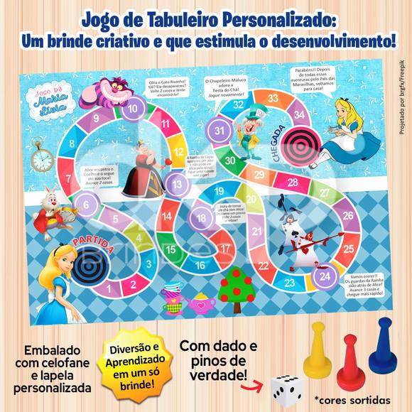 Jogo de Tabuleiro Personalizado Alice com Dado e Pinos