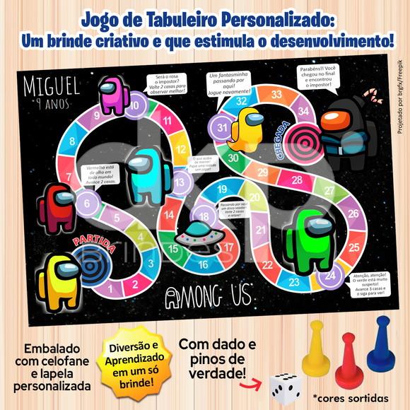 Jogo de Tabuleiro Personalizado Among Us com Dado e Pinos