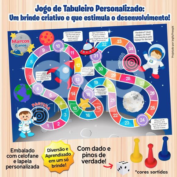 Jogo de Tabuleiro Personalizado Astronauta com Dado e Pinos