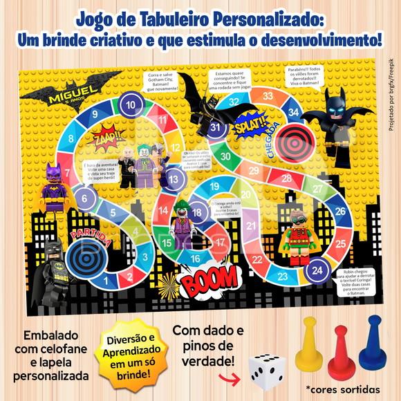 Jogo de Tabuleiro Personalizado Lego Batman com Dado e Pinos