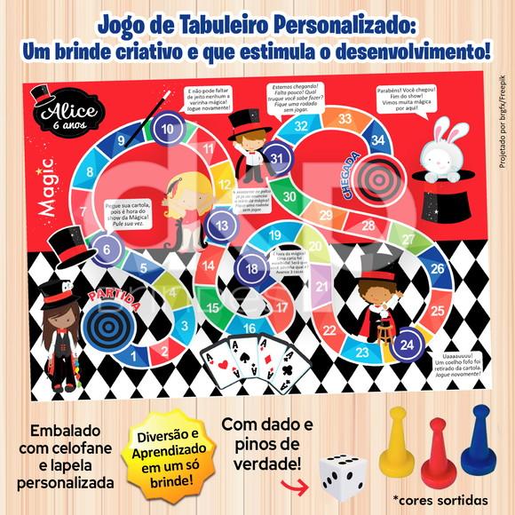 Jogo de Tabuleiro Personalizado Mágico com Dado e Pinos