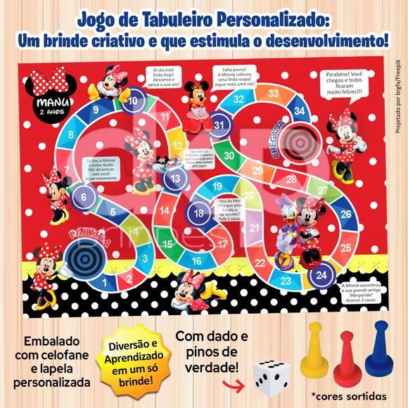 Jogo de Tabuleiro Personalizado Minnie Vermelha Dado e Pinos