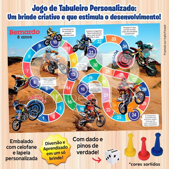 Jogo de Tabuleiro Personalizado Motocross com Dado e Pinos