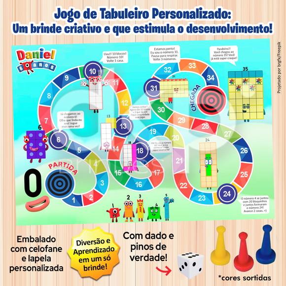 Jogo de Tabuleiro Personalizado Numberblocks com Dado Pinos