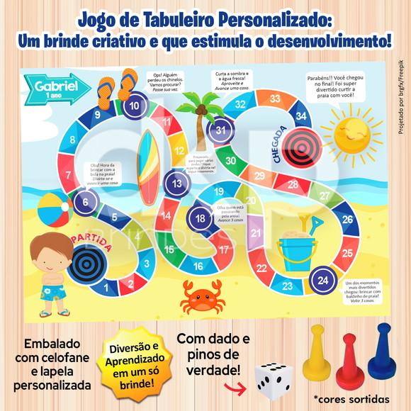Jogo de Tabuleiro Personalizado Praia com Dado e Pinos