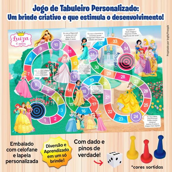 Jogo de Tabuleiro Personalizado Princesas com Dado e Pinos