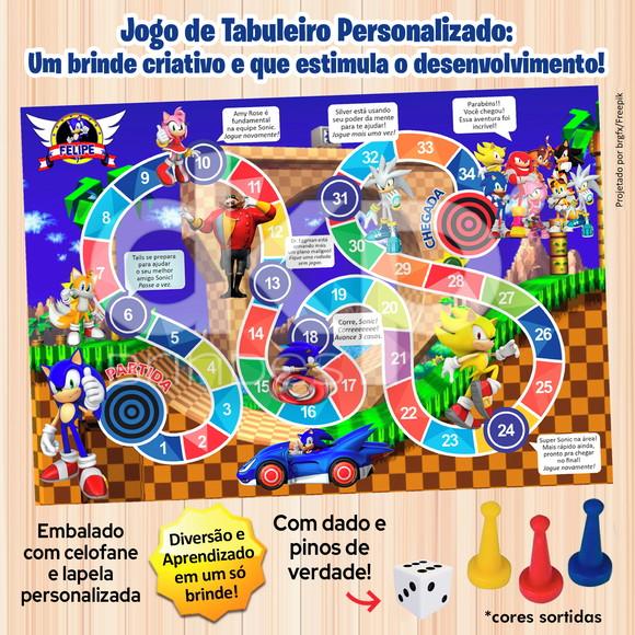 Jogo de Tabuleiro Personalizado Sonic com Dado e Pinos