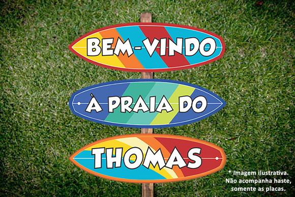 Kit com 3 Placas para Sinalização Praia Surf