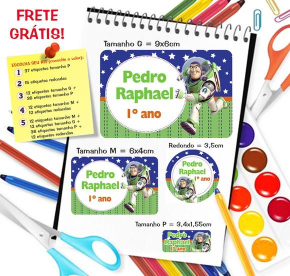 Kit com 79 Etiquetas Escolares Personalizadas Buzz Lightyear