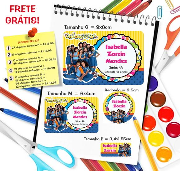 Kit com 79 Etiquetas Escolares Personalizadas Chiquititas