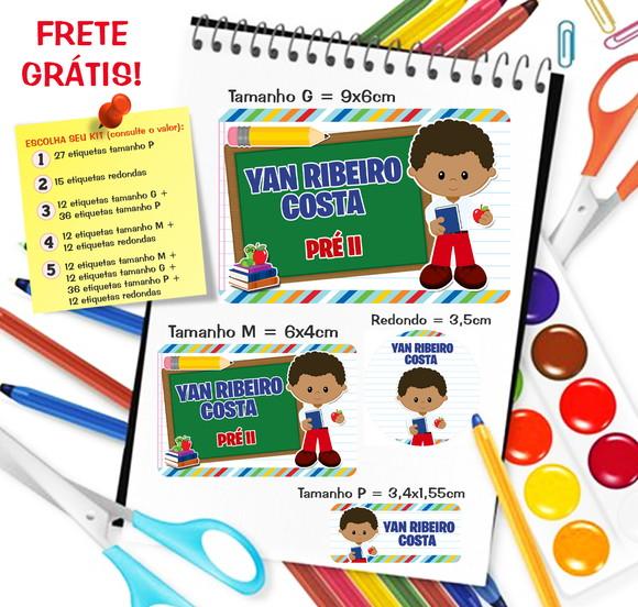 Kit com 79 Etiquetas Escolares Personalizadas Escola