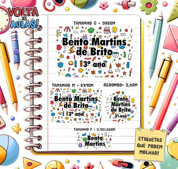 Kit com 79 Etiquetas Escolares Personalizadas Figuras
