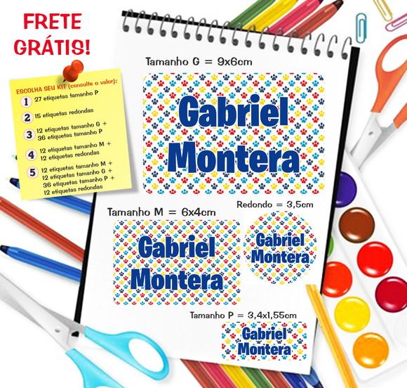 Kit com 79 Etiquetas Escolares Personalizadas Patinhas