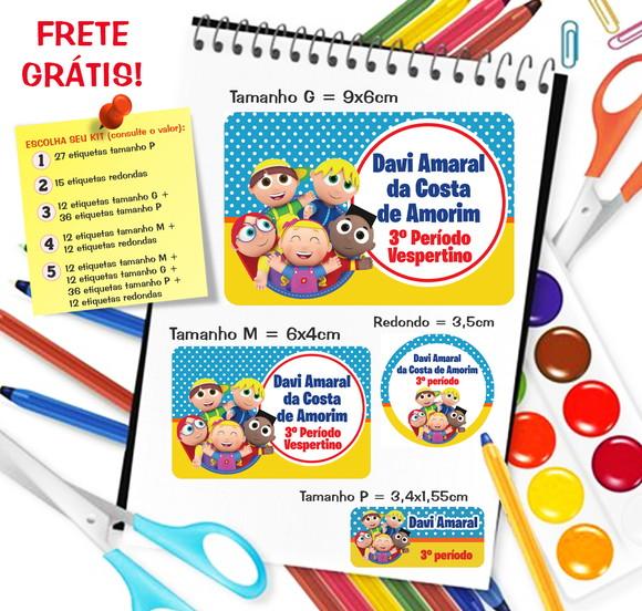 Kit com 79 Etiquetas Escolares Personalizadas Pequerruchos