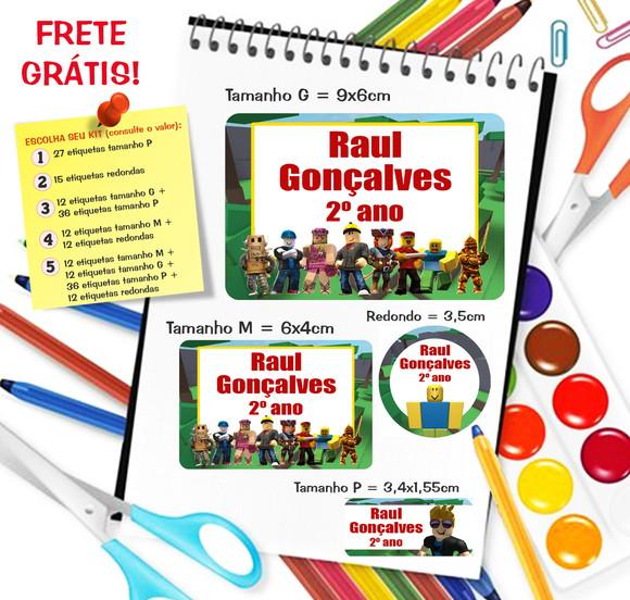 Kit com 79 Etiquetas Escolares Personalizadas Roblox