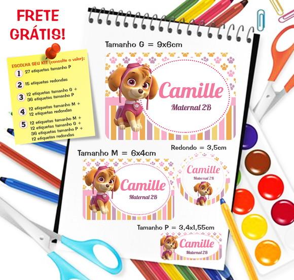 Kit com 79 Etiquetas Escolares Personalizadas Skye
