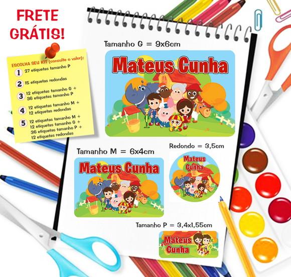 Kit com 79 Etiquetas Escolares Sítio do Picapau Amarelo