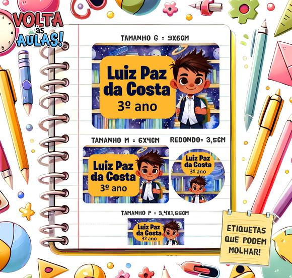 Kit com 94 Etiquetas Escolares com Mascote
