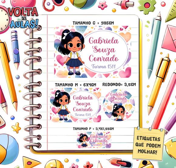 Kit com 94 Etiquetas Escolares com Mascote
