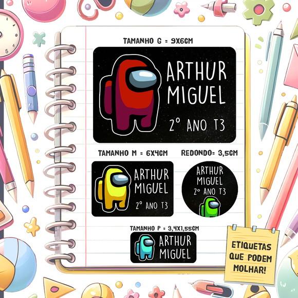 Kit Etiquetas Escolares Among Us 79 Unidades