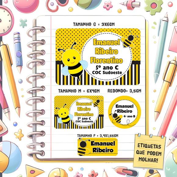 Kit Etiquetas Escolares Abelhinha - 79 Unidades