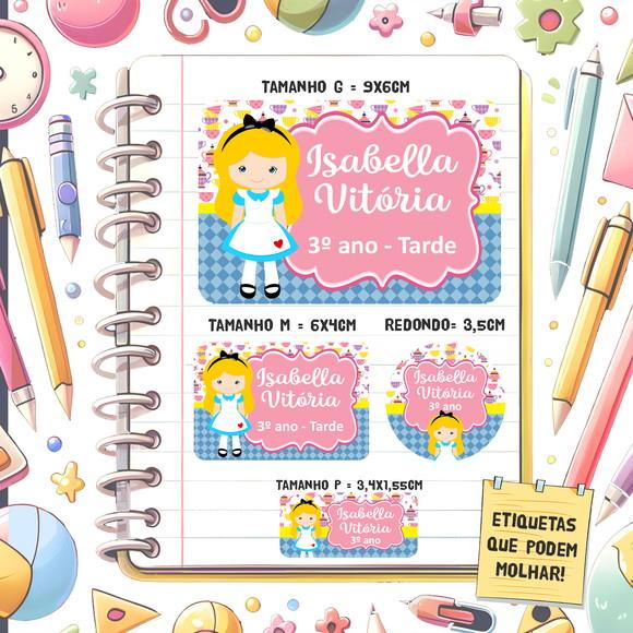 Kit Etiquetas Escolares Alice Cute 79 Unidades