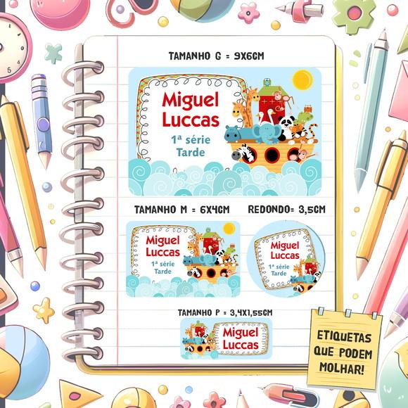 Kit Etiquetas Escolares Arca de Noé 79 Unidades
