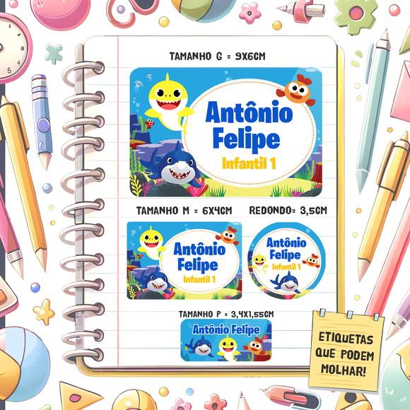Kit Etiquetas Escolares Baby Shark 79 Unidades