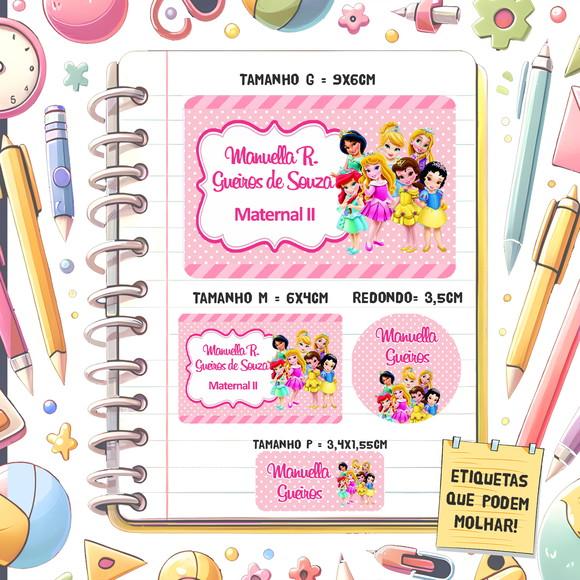 Kit Etiquetas Escolares Baby Princesas 79 Unidades