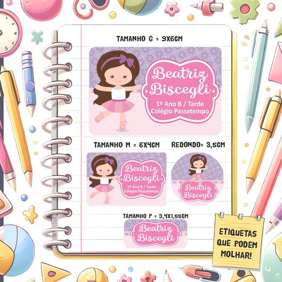 Kit Etiquetas Escolares Bailarina 79 Unidades