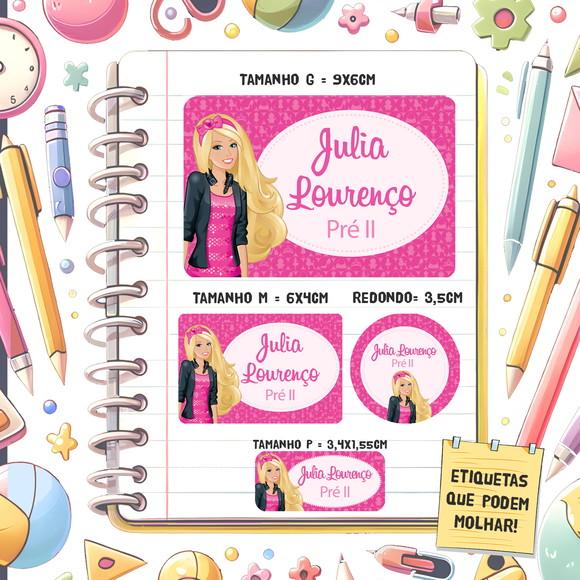 Kit Etiquetas Escolares Barbie Girl 79 Unidades