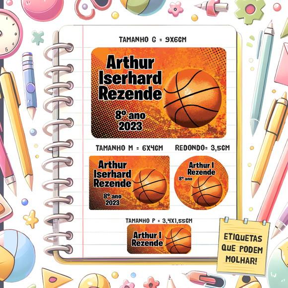 Kit Etiquetas Escolares Basquete 79 Unidades