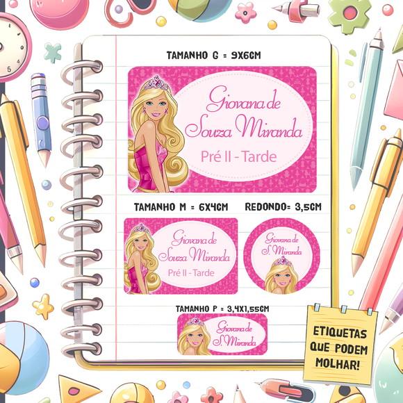 Kit Etiquetas Escolares Barbie Princesa 79 Unidades