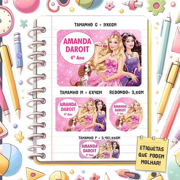 Kit Etiquetas Escolares Barbie Pop Star 79 Unidades