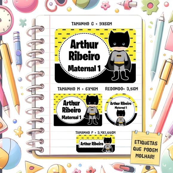 Kit Etiquetas Escolares Batman Cute 79 Unidades