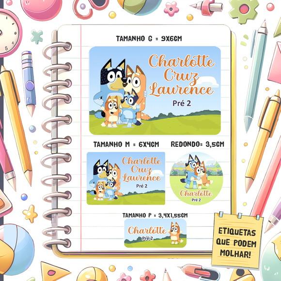 Kit Etiquetas Escolares Bluey 79 Unidades