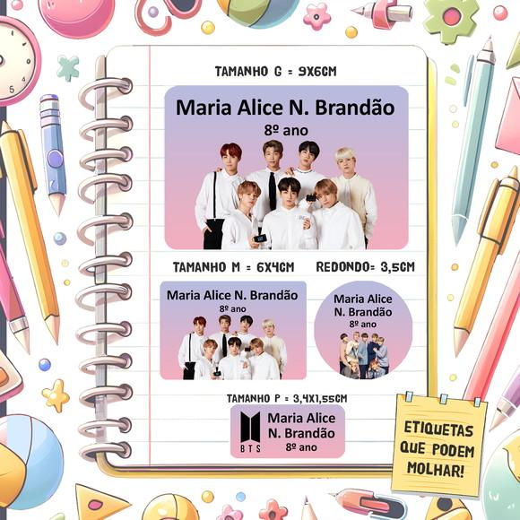Kit Etiquetas Escolares Bts 79 Unidades