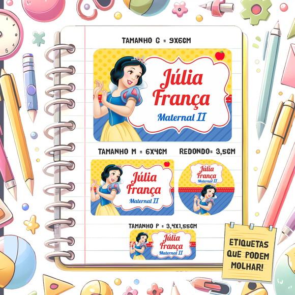 Kit Etiquetas Escolares Branca de Neve 79 Unidades