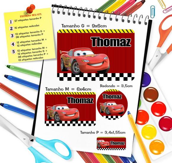 Kit Etiquetas Escolares Carros 79 Unidades