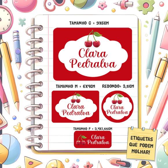 Kit Etiquetas Escolares Cereja 79 Unidades