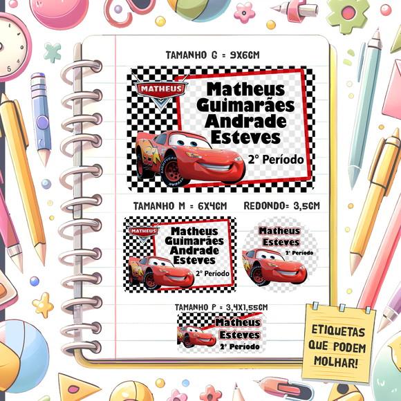 Kit Etiquetas Escolares Carros 79 Unidades